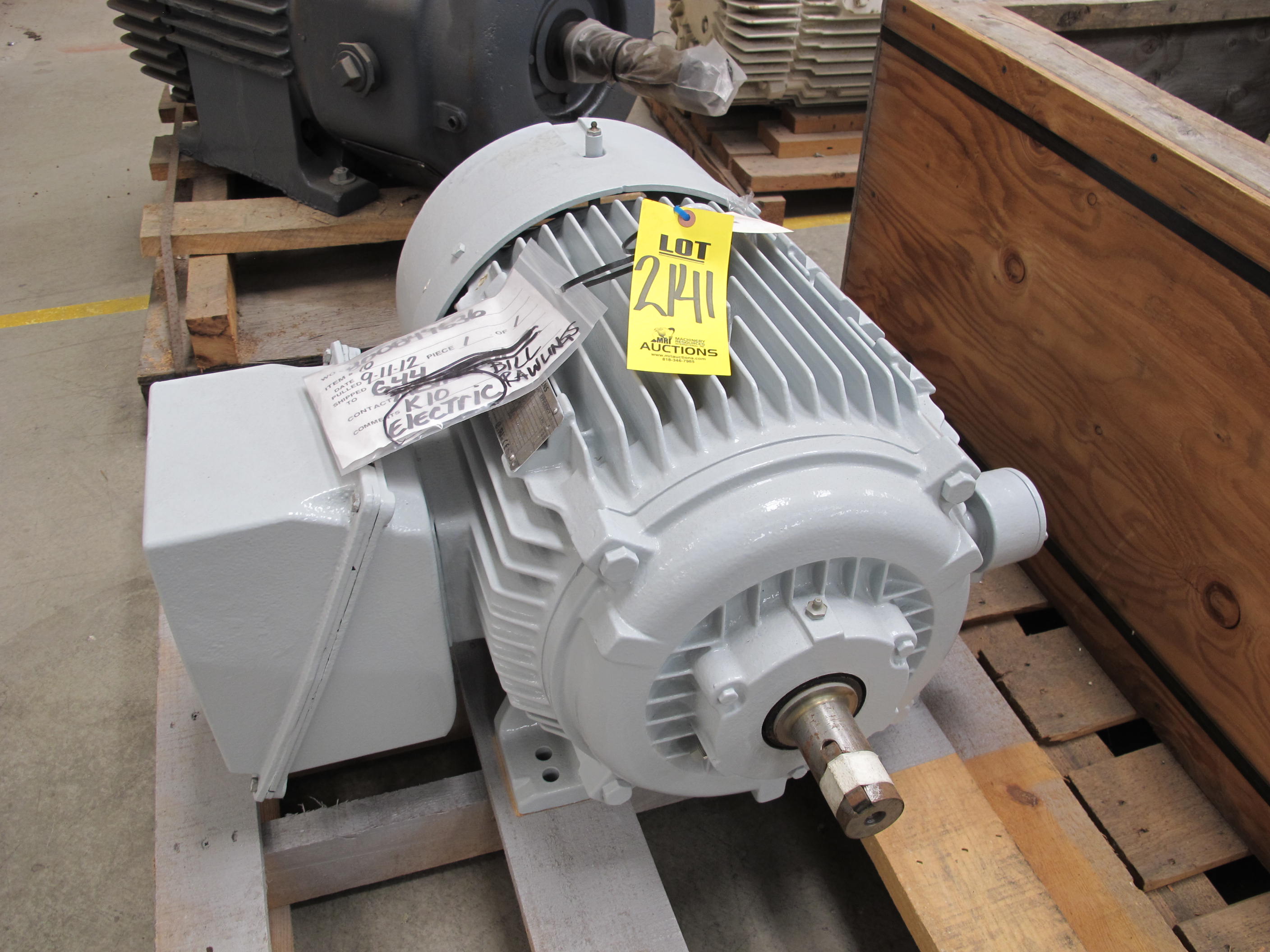 MOTOR, ELECTRIC TYPE, 60 HORSEPOWER, 460VAC ELEC RATING, 3560 RPM, 365TS FRAME, TYPE RGZ, FLA 67 AMPS, TEFC ENCLOSURE, CONTINUOUS DUTY, 1.15 SERVICE FACTOR, CLASS F INS. NEMA CODE G, NEMA DESIGN B, MAIN TB F1, AUX F2. HEATERS 120W @ 460 VAC, TWO EA. 60W @240 VAC SERIES ELEMENTS CONNECTED, ONE MOUNTED IN EACH END BELL, LEADS TERMINATE IN AUX-TB (W-44) LOADING & HANDLING FEE $15-